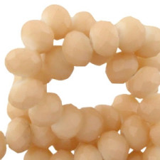 Facet kralen disc mat 8x6 mm Beige half diamond coating